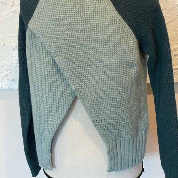 Madewell Womens sweater Colorblock Eastbrook Turtleneck cross back Green Sz XXS - Picture 4 of 9